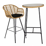 Барный столик с круглой плетеной столешницей Wicker Table Top варинант исполнения - 3 | Loft Concept в Липецке