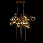 Люстра подвесная с 18-ю стеклянными плафонами с вертикальными подвесками Gilded Mirage  варинант исполнения - 3 | Loft Concept в Липецке