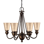 Люстра бронзового цвета с конусными плафонами из бежевого стекла Hinkley варинант исполнения - 1 | Loft Concept в Липецке