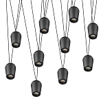 Подвесной светильник черными плафонами на длинных пересекающихся тросах Construction варинант исполнения - 9 | Loft Concept в Липецке