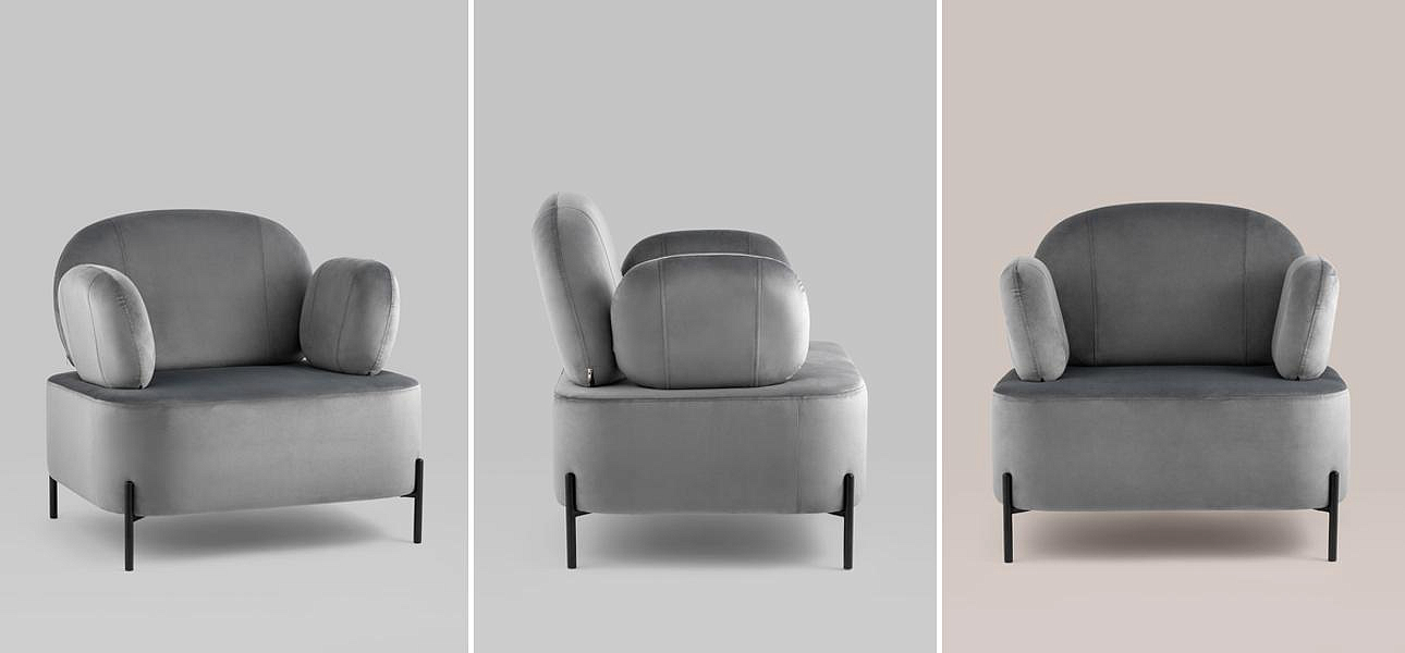 Кресло Color Block серый велюр Кресло Color Block серый велюр - Loft-Concept в Липецке