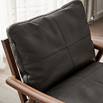 Кресло c каркасом из массива дерева и мягкой кожаной обивкой Walnut Armchair варинант исполнения - 5 | Loft Concept в Липецке