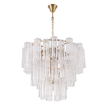 Люстра круглая многоярусная с прозрачными подвесками из стекла Hexagon Tube Light варинант исполнения - 2 | Loft Concept в Липецке