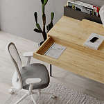 Стол письменный с выдвижным ящиком цвета древесины LEILA WORKING TABLE OAK ANTHRACITE варинант исполнения - 9 | Loft Concept в Липецке