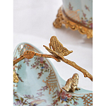 Блюдо из голубого фарфора с бронзовой ручкой в виде ветки Blue Garden варинант исполнения - 5 | Loft Concept в Липецке