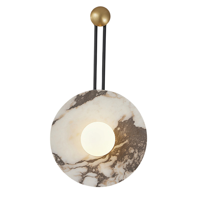 Бра круглое с каменным основанием и плафоном из стекла в форме шара Shaw Marble Lighting Белый Серый Бежевый Черно-белый Бра круглое с каменным основанием и плафоном из стекла в форме шара Shaw Marble Lighting Белый Серый Бежевый Черно-белый в Липецке | Loft Concept