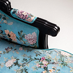 Трехместный диван из натурального бука бирюзовый с изображением птиц и цветов Turquoise Chinoiserie Garden Sofa варинант исполнения - 7 | Loft Concept в Липецке