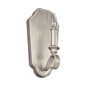 Бра серебрянного цвета с лампой в виде свечи на изогнутой ножке Feiss