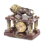 Часы настольные из креноида и бронзы с декором в виде льва Lion Stone Clock варинант исполнения - 3 | Loft Concept в Липецке