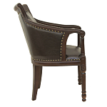 Кресло кожаное на 4-х деревянных ножках из массива березы Ethan Armchair brown варинант исполнения - 1 | Loft Concept в Липецке