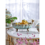 Чаша из голубого фарфора на бронзовых ножках с рисунком цветов и фигурками стрекоз Blue Garden варинант исполнения - 2 | Loft Concept в Липецке