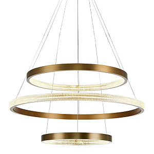 Люстра композиция из трех колец Trio Round Horizontal Rings Brass Chandelier