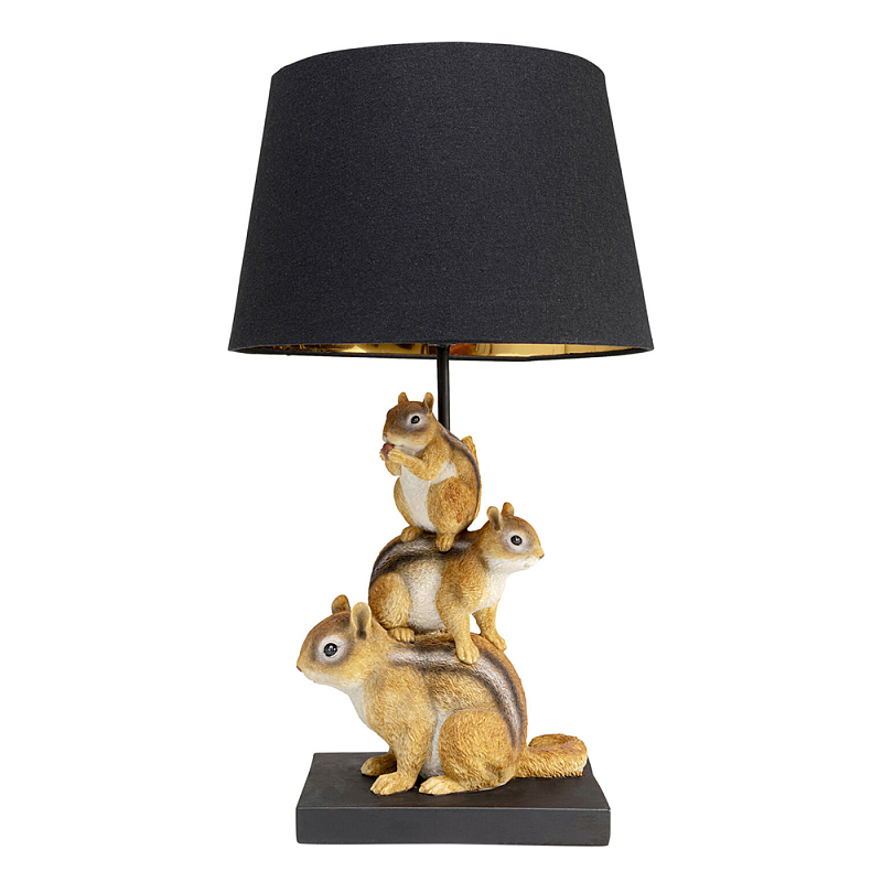 Настольная лампа в детскую Бурундуки Черный Золотой Бежевый в Липецке | Loft Concept 