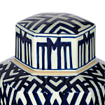 Ваза с крышкой и графическим узором в сине-белых цветах Blue & White Ornament  варинант исполнения - 4 | Loft Concept в Липецке