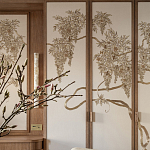 Обои с вышивкой ручной работы Deco Wisteria ﻿Midas colourway on Liso Pearl wool sateen варинант исполнения - 3 | Loft Concept в Липецке