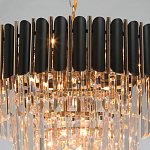 Люстра из черного металла с многоярусными подвесками из прозрачного хрусталя на золотой цепи Empire Black Chandelier Crystal варинант исполнения - 9 | Loft Concept в Липецке