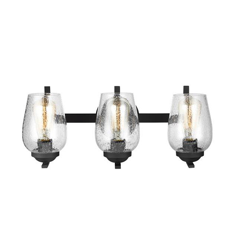 Бра черного цвета с 3-мя плафонами из прозрачного стекла с пузырьками Generation Lighting Черный Прозрачное Стекло в Липецке | Loft Concept 