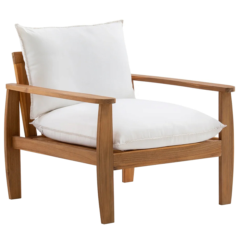 Кресло с каркасом из массива акации Melody Wooden Chair Коричневый Белый Кресло с каркасом из массива акации Melody Wooden Chair Коричневый Белый в Липецке | Loft Concept