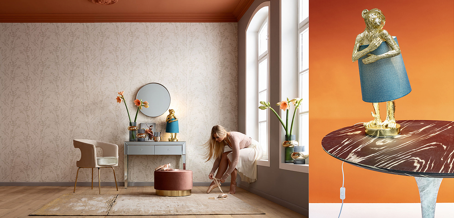 Настольная лампа Golden Monkey Hugging Lampshade Настольная лампа Golden Monkey Hugging Lampshade - Loft-Concept в Липецке
