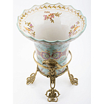 Ваза из голубого фарфора с рисунком птиц и цветов и декоративными элементами Blue Garden варинант исполнения - 3 | Loft Concept в Липецке