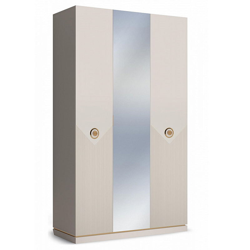 Шкаф трёхдверный с 1-ой зеркальной дверью Satin Furniture Бежево-серый Шкаф трёхдверный с 1-ой зеркальной дверью Satin Furniture Бежево-серый в Липецке | Loft Concept