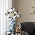 Ваза с крышкой и зелено-голубым рисунком на белом фоне 51 см Blue & White Ornament варинант исполнения - 5 | Loft Concept в Липецке