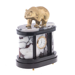 Часы настольные бронзовые с декором в виде медведя Bear Stone Clock варинант исполнения - 3 | Loft Concept в Липецке