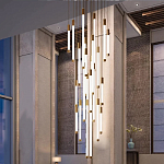 Люстра в современном стиле с 30-ю каскадными светодиодными лампами Golden LED Rain варинант исполнения - 3 | Loft Concept в Липецке