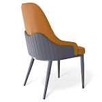 Стул оранжевый с высокой спинкой из искуственной кожи на серых металлических ножках Enigma Orange варинант исполнения - 2 | Loft Concept в Липецке