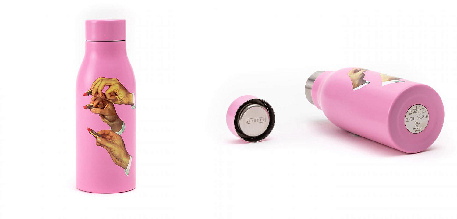 Бутылка Seletti Thermal Bottle Lipstick Pink Бутылка Seletti Thermal Bottle Lipstick Pink - Loft-Concept в Липецке