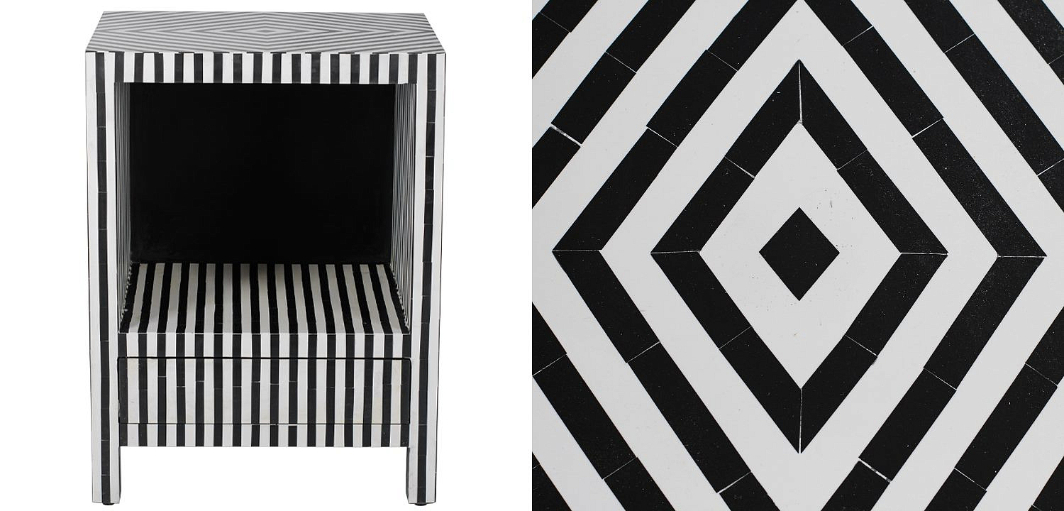 Тумбочка Black&white large storage Indian Bone Inlay nightstand Тумбочка Black&white large storage Indian Bone Inlay nightstand - Loft-Concept в Липецке