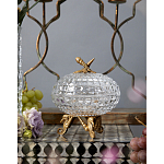 Конфетница прозрачная стеклянная на бронзовых ножках в виде морских коньков с крышкой в виде ракушки Eden Garden варинант исполнения - 3 | Loft Concept в Липецке