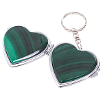 Зеркало брелок складное двухстороннее в форме сердца из натурального камня Малахит Stone Mirrors варинант исполнения - 2 | Loft Concept в Липецке