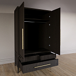 Шкаф платяной Primo с выдвижными ящиками шпон Темный орех варинант исполнения - 4 | Loft Concept в Липецке