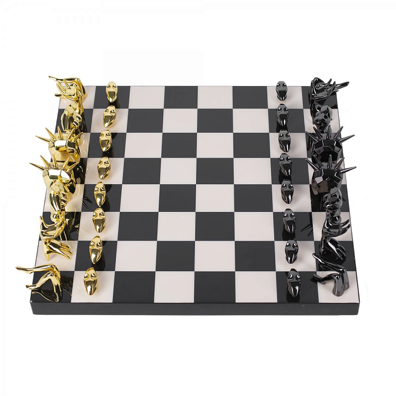 Шахматы Kelly Wearstler Dichotomy Chess Set Черный Белый Глянцевое золото Шахматы Kelly Wearstler Dichotomy Chess Set Черный Белый Глянцевое золото в Липецке | Loft Concept