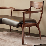 Кушетка с деревянным каркасом и сиденьем из коричневой натуральной кожи Moon Walnut Furniture варинант исполнения - 4 | Loft Concept в Липецке