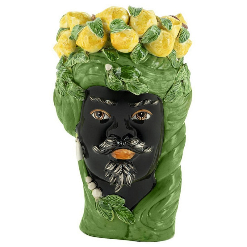 Ваза Vase Lemon Head Man Green Big Черный Желтый Зеленый Ваза Vase Lemon Head Man Green Big Черный Желтый Зеленый в Липецке | Loft Concept