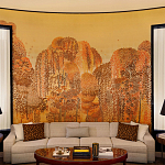 Обои ручная роспись в стиле Арт-деко Hippolyta’s Forest Colourway 263 on Deep Rich Gold gilded paper варинант исполнения - 1 | Loft Concept в Липецке