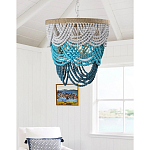 Круглая многоярусная люстра с подвесками в виде круглых бусин Wooden Beads Turquoise Chandelier варинант исполнения - 2 | Loft Concept в Липецке