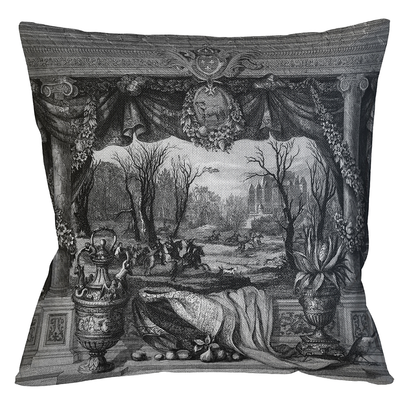 Декоративная подушка Madrid Castle Pillow Черно-белый Бежевый Декоративная подушка Madrid Castle Pillow Черно-белый Бежевый в Липецке | Loft Concept
