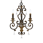 Люстра с подвесками из прозрачного стекла на кованом каркасе бронзового цвета в классическом стиле Quoizel варинант исполнения - 11 | Loft Concept в Липецке