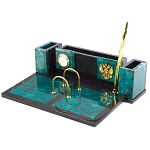 Настольный письменный набор из змеевика с часами и календарницей Successful Leader варинант исполнения - 2 | Loft Concept в Липецке