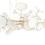 Люстра круглая с белыми лепестками из керамики и прозрачными хрустальными цветками Диаметр 82 см Wintery flovers варинант исполнения - 4 | Loft Concept в Липецке