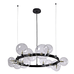 Люстра круглая подвесная с 15-ю прозрачными шарообразными плафонами из стекла Iona chandelier варинант исполнения - 6 | Loft Concept в Липецке