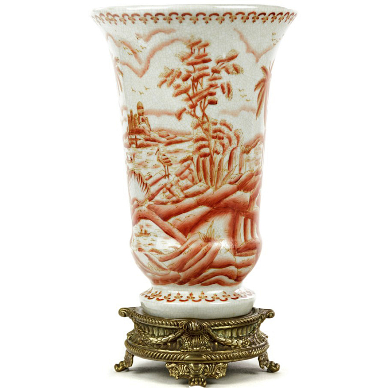 Фарфоровая ваза Seascape Chinoiserie Белый Бронза Коралловый Фарфоровая ваза Seascape Chinoiserie Белый Бронза Коралловый в Липецке | Loft Concept