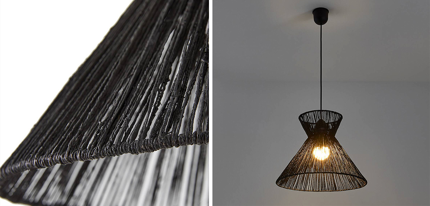 Подвесной светильник Signe Wicker Hemp Black Horn Подвесной светильник Signe Wicker Hemp Black Horn - Loft-Concept в Липецке