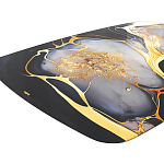 Обеденный стол с прямоугольной черно-золотой столешницей из стекла на 4-х металлических ножках Gold and Black Marble варинант исполнения - 4 | Loft Concept в Липецке