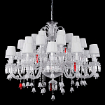 Люстра многоярусная с 30-ю белыми текстильными абажурами и хрустальными подвесками Lustre Reverie варинант исполнения - 1 | Loft Concept в Липецке