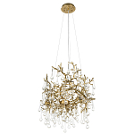 Подвесная люстра в виде ветвей деревьев золотого цвета с прозрачными подвесками-каплями 8 и 14 ламп Droplet Chandelier варинант исполнения - 4 | Loft Concept в Липецке
