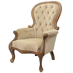 Кресло с мягкой обивкой из светло-коричневого велюра на 4-х деревянных ножках Evelyn Classical Armchair варинант исполнения - 3 | Loft Concept в Липецке